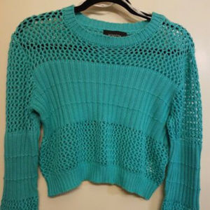 MinkPink Turquoise Crop Knit Sweater Size Medium